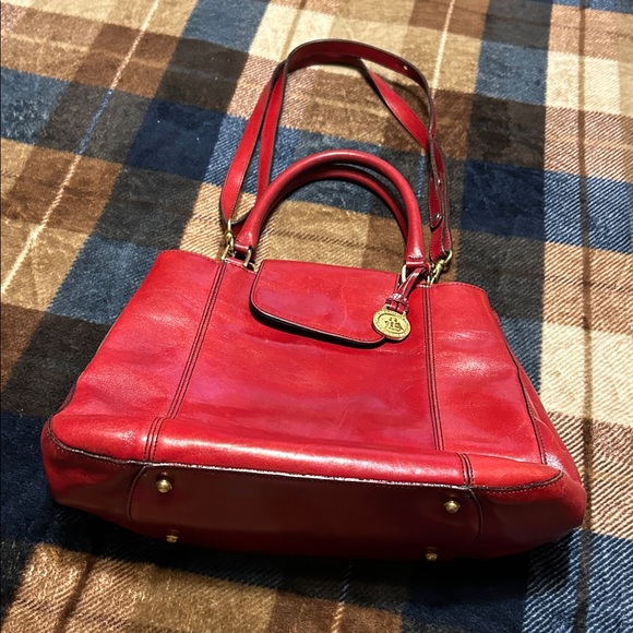 Red Leather Handbag Vintage - Picture 4 of 12